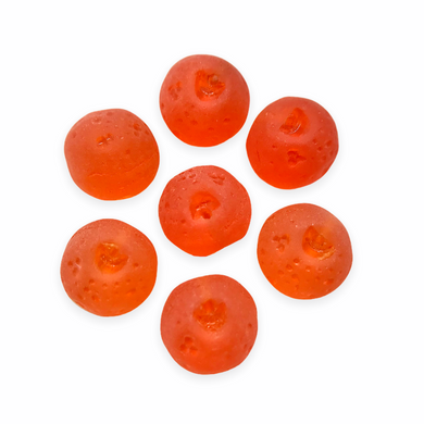 Czech glass orange fruit drop beads 12pc translucent frosted matte #8-Orange Grove Beads