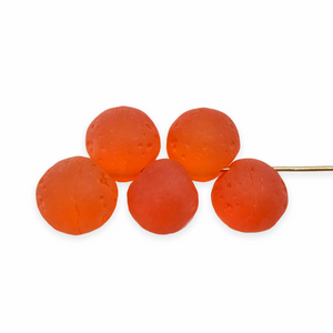Czech glass orange fruit drop beads 12pc translucent frosted matte #8