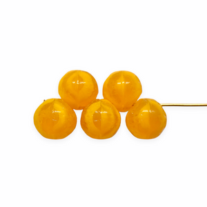 Czech glass orange fruit beads 12pc swirl striped 10mm #14