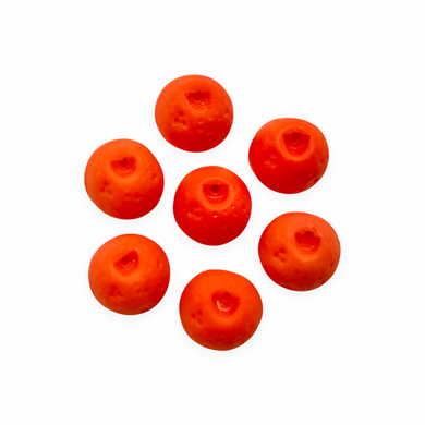 Czech glass orange fruit shaped beads 12pc matte opaque 10mm top drilled #6-Orange Grove Beads