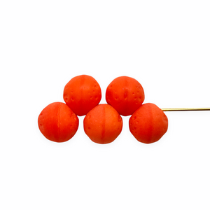Czech glass orange fruit shaped beads 12pc matte opaque 10mm top drilled #6