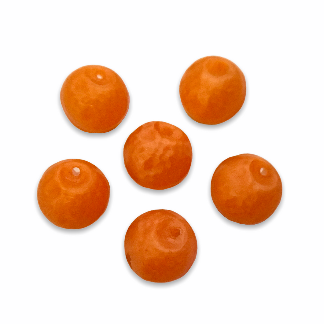 Czech glass orange fruit shaped beads 12pc opaque pearl 10mm-Orange Grove Beads