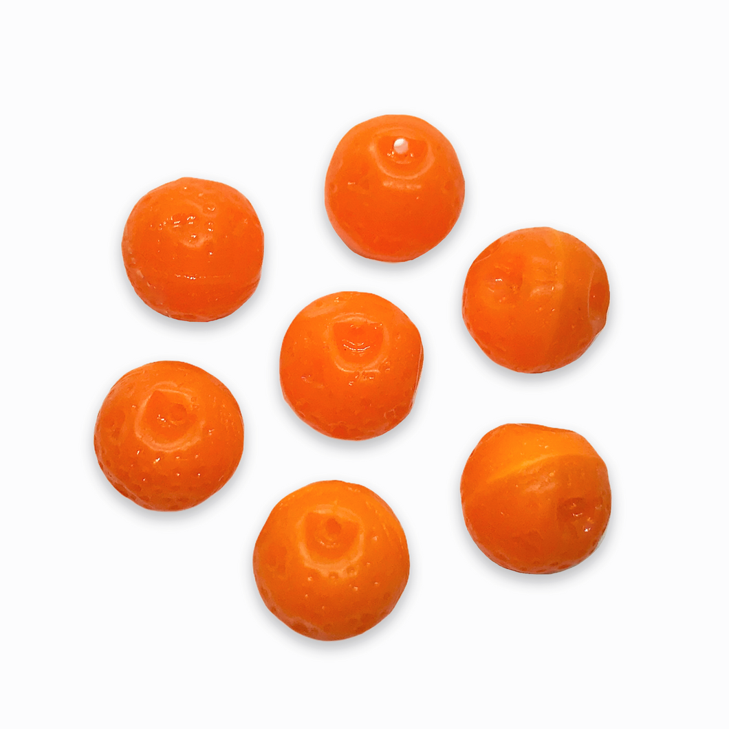 Czech glass orange fruit shaped beads 12pc matte milky blend #3-Orange Grove Beads