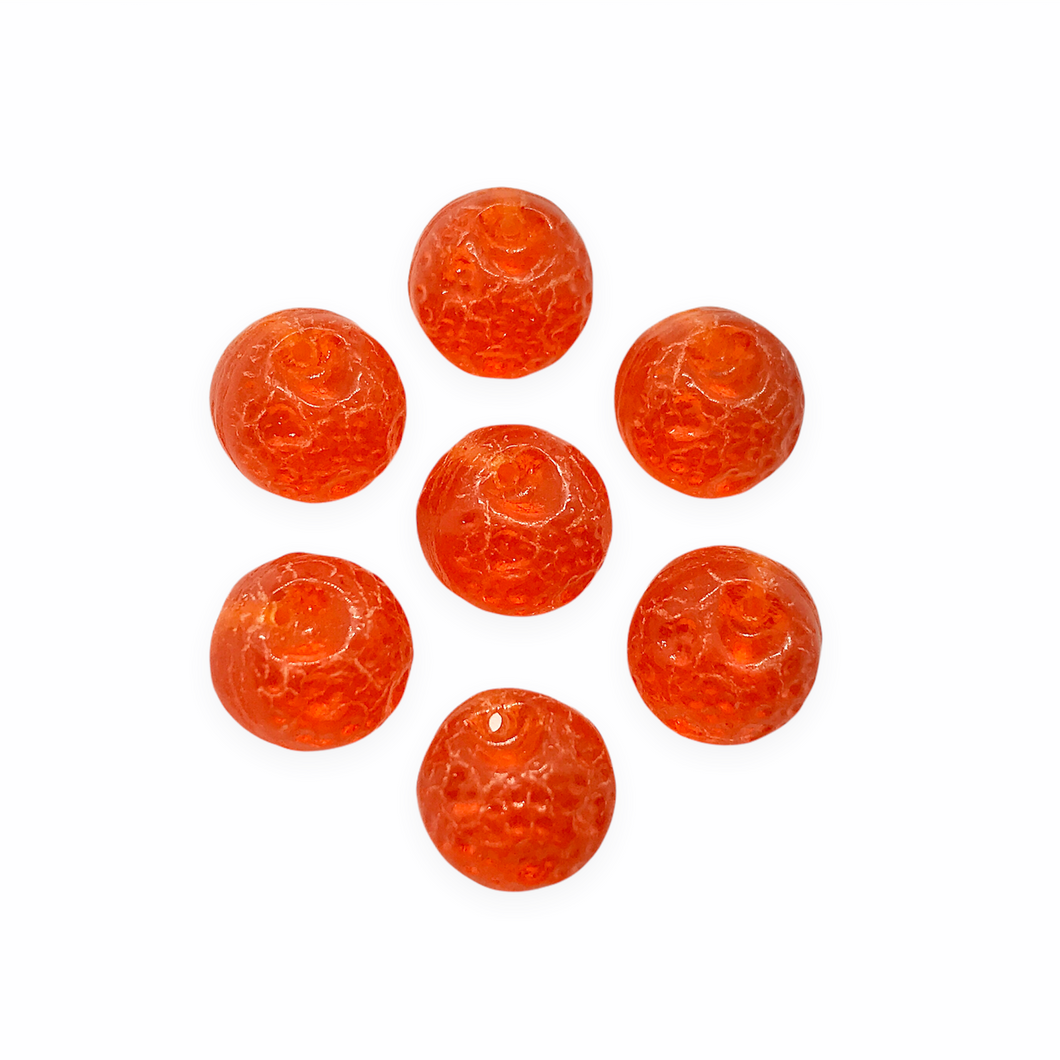 Czech glass orange fruit shaped beads charms 12pc translucent satin 10mm #13-Orange Grove Beads