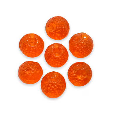 Czech glass orange fruit shaped beads charms 12pc translucent shiny #7-Orange Grove Beads