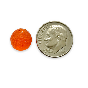 Czech glass orange fruit shaped beads charms 12pc translucent shiny #7