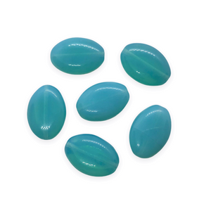Czech glass oval beads 16pc Caribbean blue opal 16x11mm-Orange Grove Beads