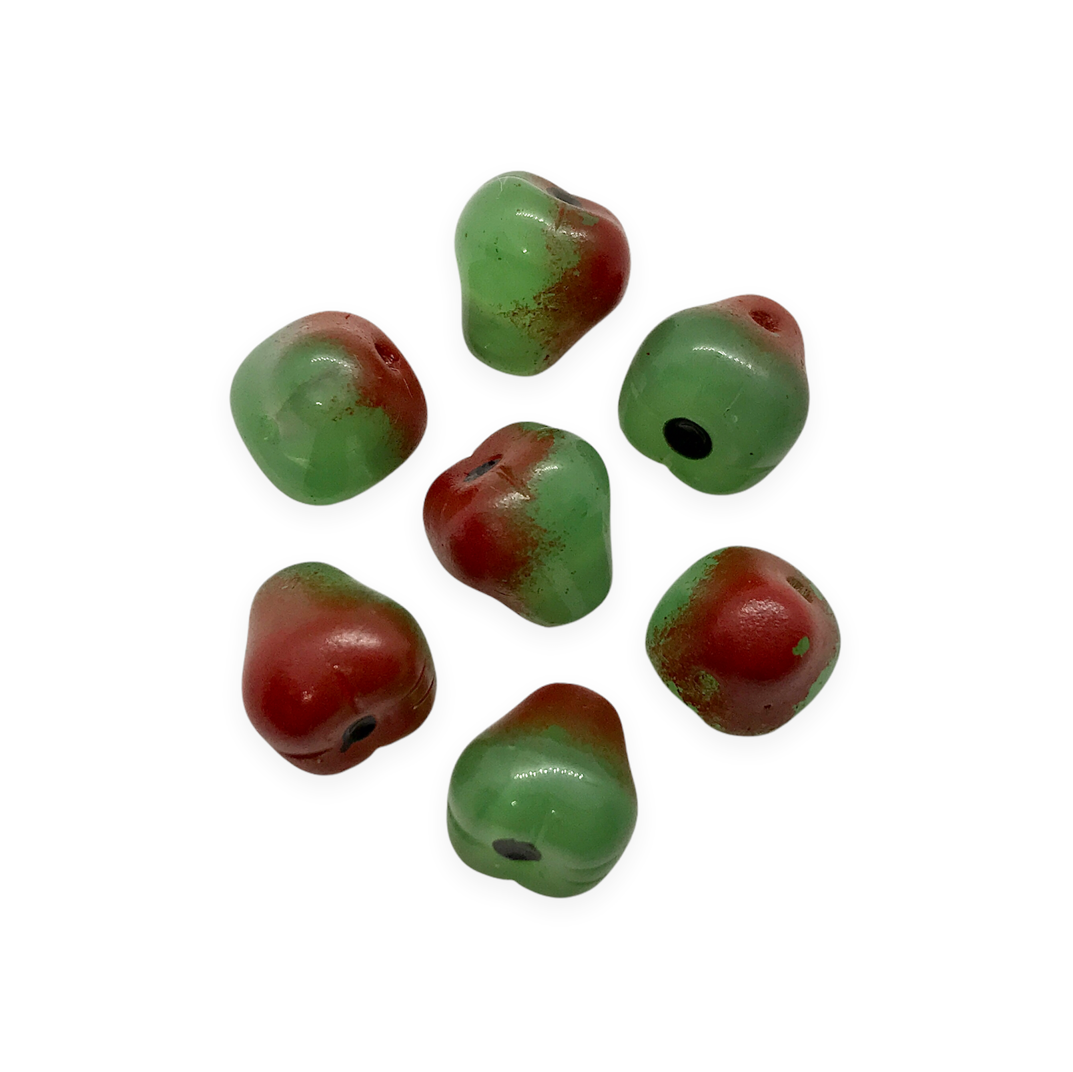 Czech glass pear fruit salad beads charms mix 12pc green red yellow & –  Orange Grove Beads