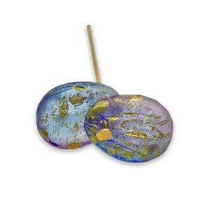 Czech glass petal leaf beads 12pc etched purple blue pink gold 11x9