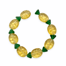 Load image into Gallery viewer, Czech glass pineapple fruit beads 8 sets (16pc) ovals &amp; bell flowers #2-Orange Grove Beads
