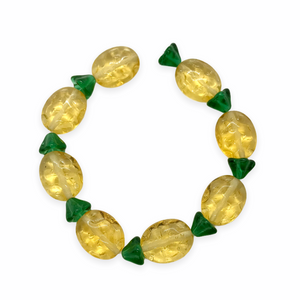 Czech glass pineapple fruit beads 8 sets (16pc) ovals & bell flowers #2-Orange Grove Beads