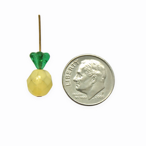 Czech glass small pineapple fruit shaped beads charms 16 sets (32pc)