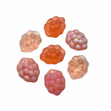 Czech glass pink berry grape fruit beads mix 12pc matte opaque AB-Orange Grove Beads