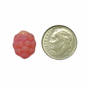 Czech glass pink berry grape fruit beads mix 12pc matte opaque AB