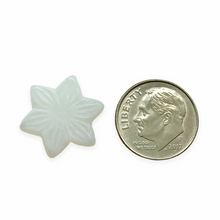 Load image into Gallery viewer, Czech glass Christmas Poinsettia flat flower beads 8pc alabaster white 18mm
