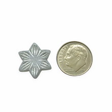 Load image into Gallery viewer, Czech glass Christmas Poinsettia flat flower beads 8pc pale blue silver 18mm
