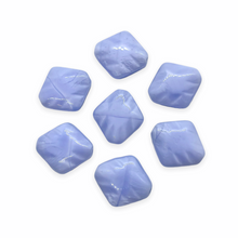 Load image into Gallery viewer, Czech glass puffed carved flat diamond beads 10pc light blue 16x15mm-Orange grove Beads
