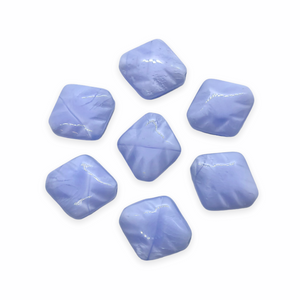 Czech glass puffed carved flat diamond beads 10pc light blue 16x15mm-Orange grove Beads