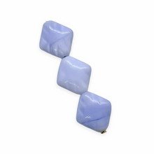 Load image into Gallery viewer, Czech glass puffed carved flat diamond beads 10pc light blue 16x15mm
