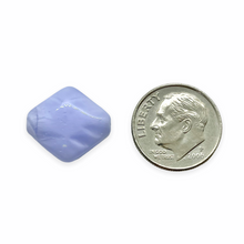 Load image into Gallery viewer, Czech glass puffed carved flat diamond beads 10pc light blue 16x15mm
