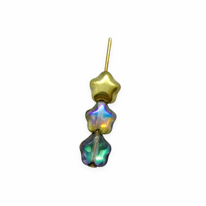 Czech glass tiny star beads charms 50pc crystal golden rainbow purple green 6mm