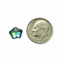Load image into Gallery viewer, Czech glass star beads charms 25pc crystal golden rainbow blue purple green 8mm
