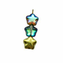 Load image into Gallery viewer, Czech glass star beads 25pc crystal golden rainbow 8mm
