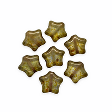 Load image into Gallery viewer, Czech glass puffy star beads 20pc Lumi brown 12mm-Orange Grove Beads
