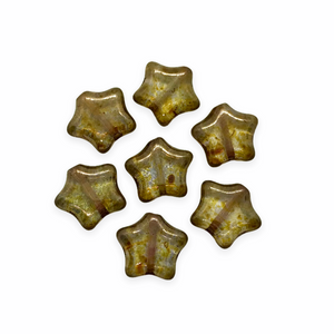Czech glass puffy star beads 20pc Lumi brown 12mm-Orange Grove Beads