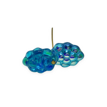 Load image into Gallery viewer, Czech glass blue raspberry grape fruit beads with AB 12pc 14x10mm
