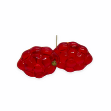 Load image into Gallery viewer, Czech glass raspberry berry fruit shaped beads charms 12pc red 14x10mm
