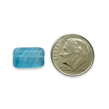 Load image into Gallery viewer, Czech glass rectangle chicklet beads 16pc blue hurricane 12x8mm
