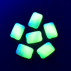 Czech glass rectangle chicklet beads 10pc frosted fresh mint green white 12x8mm UV glow