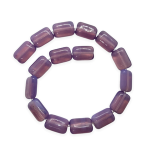 Czech glass rectangle chicklet beads 16pc purple opaline 12x8mm-Orange Grove Beads