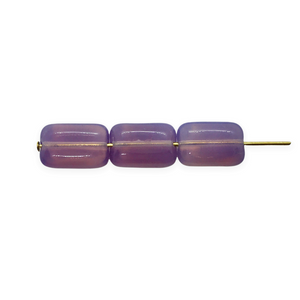 Czech glass rectangle chicklet beads 16pc purple opaline 12x8mm