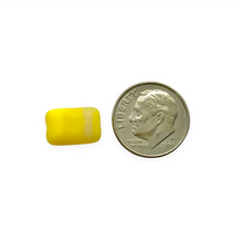 Load image into Gallery viewer, Czech glass rectangle chicklet beads 10pc matte yellow white 12x8mm
