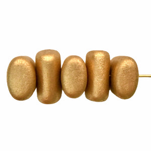 Czech glass puffed rectangle beads 12pc matte gold-Orange Grove Beads