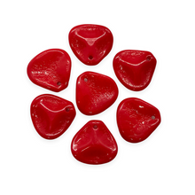 Load image into Gallery viewer, Czech glass rose flower petal beads charms 15pc opaque red 14x13mm-Orange Grove Beads
