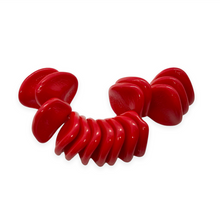 Load image into Gallery viewer, Czech glass rose flower petal beads 15pc opaque red 14x13mm
