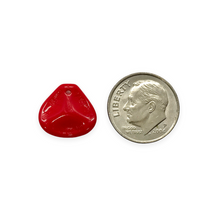 Load image into Gallery viewer, Czech glass rose flower petal beads charms 15pc opaque red 14x13mm
