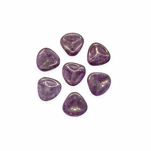 Czech glass rose flower petal beads charms 50pc translucent purple bronze luster 8x7mm-Orange Grove Beads