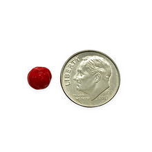 Load image into Gallery viewer, Czech glass round rosebud flower beads 20pc opaque red 7mm
