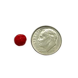 Czech glass round rosebud flower beads 20pc opaque red 7mm