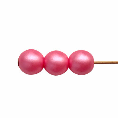 Czech glass round druk beads 40pc bubblegum pink pearl 5mm-Orange Grove Beads