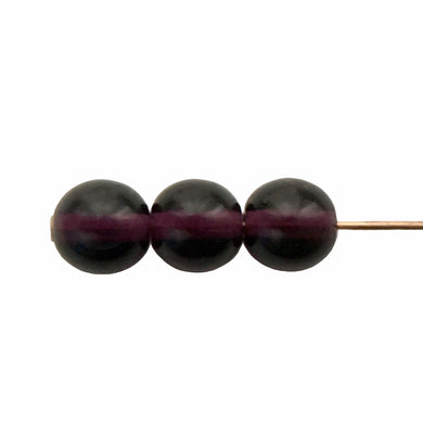 Czech glass round druk beads 30pc deep purple 6mm-Orange Grove Beads