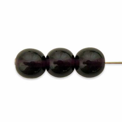 Czech pressed glass round druk beads 30pc deep purple 8mm-Orange Grove Beads