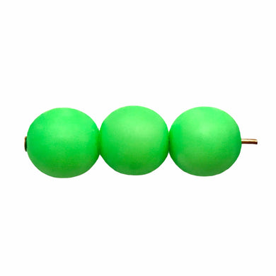 Czech glass round druk beads 20pc neon green UV glow 8mm-Orange Grove Beads