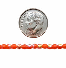 Load image into Gallery viewer, Czech glass round druk beads 120pc orange with AB finish 3mm
