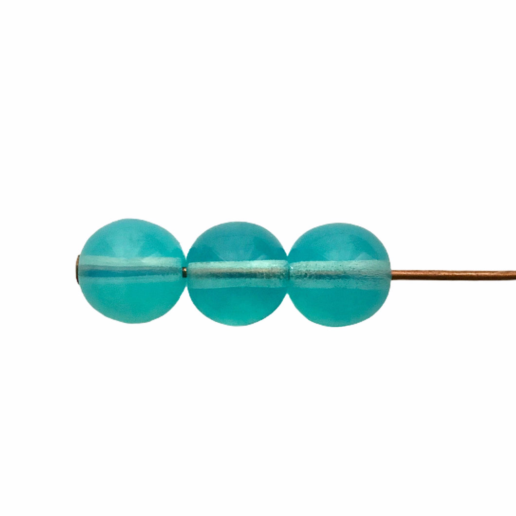 Czech glass round druk beads 30pc sky blue opal 6mm-Orange Grove Beads