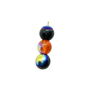 Czech glass round druk beads Halloween mix 40pc orange black AB 8mm